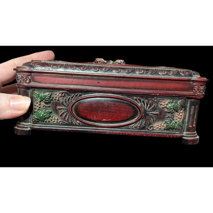 Vintage Romantic Floral Carved Trinket Jewelry Box