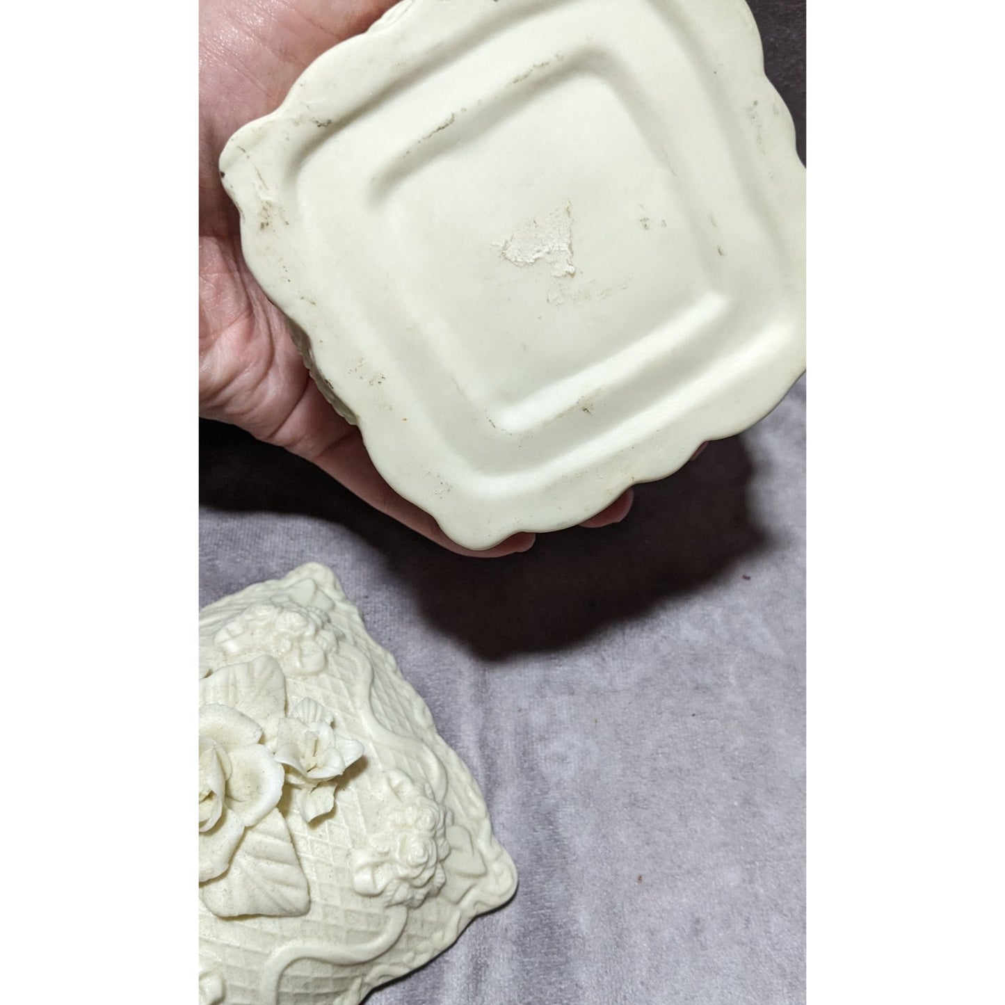 Vintage Ceramic Floral Square Trinket Box