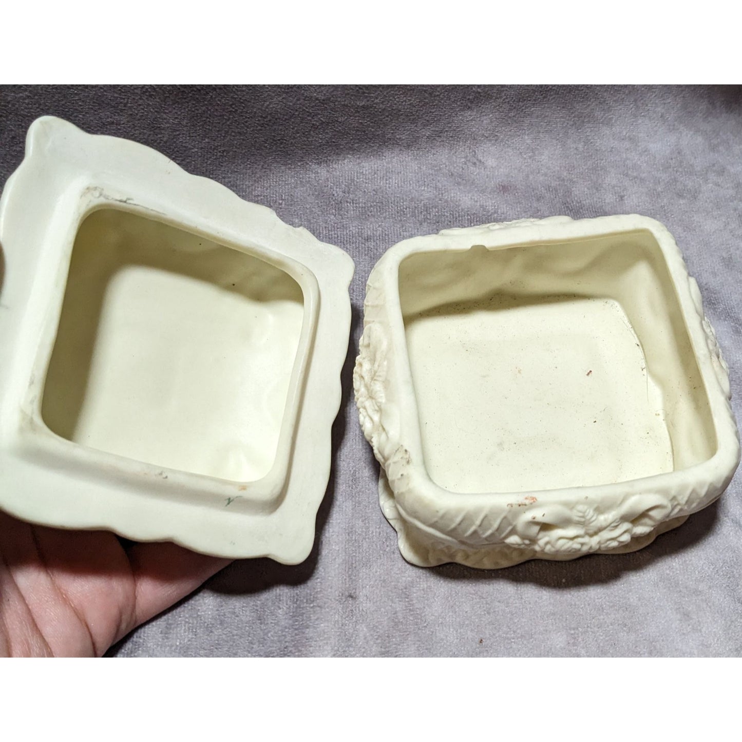 Vintage Ceramic Floral Square Trinket Box