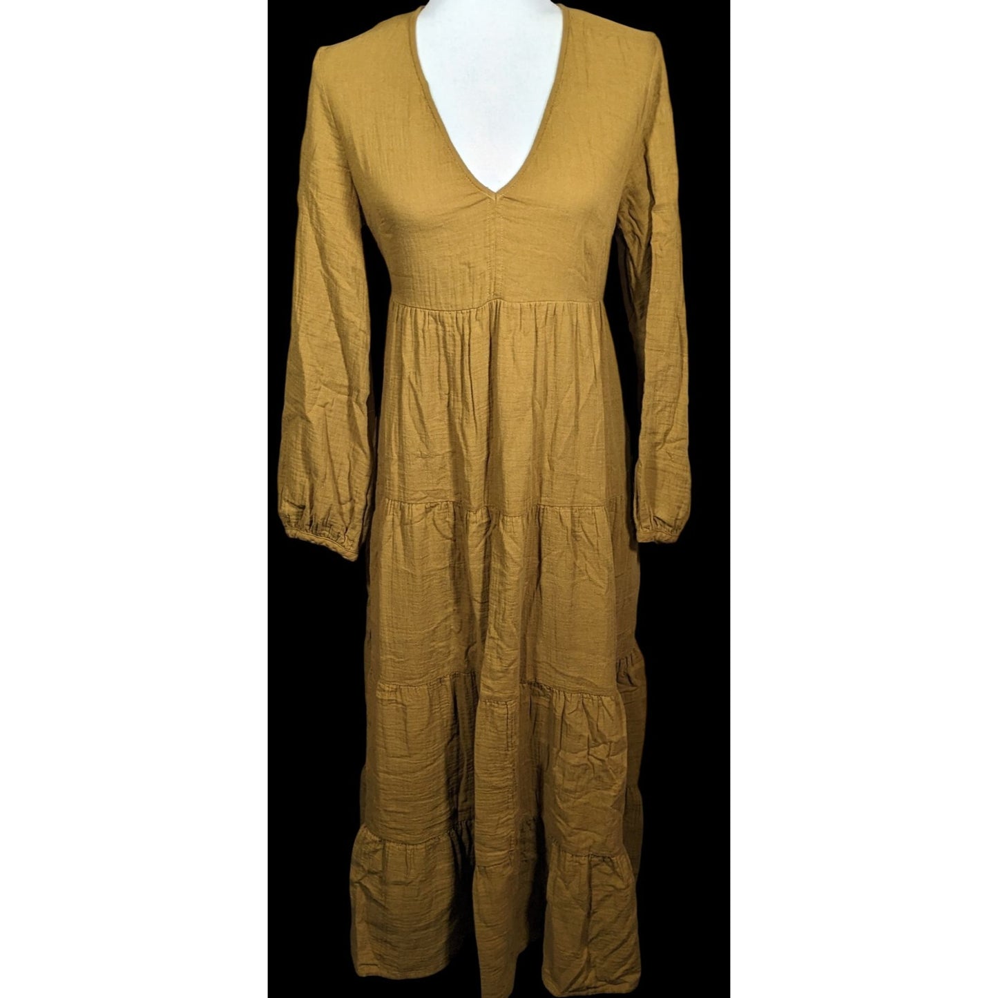 Universal Threads Rustic Peasant Brown Tiered Cotton Maxi Dress