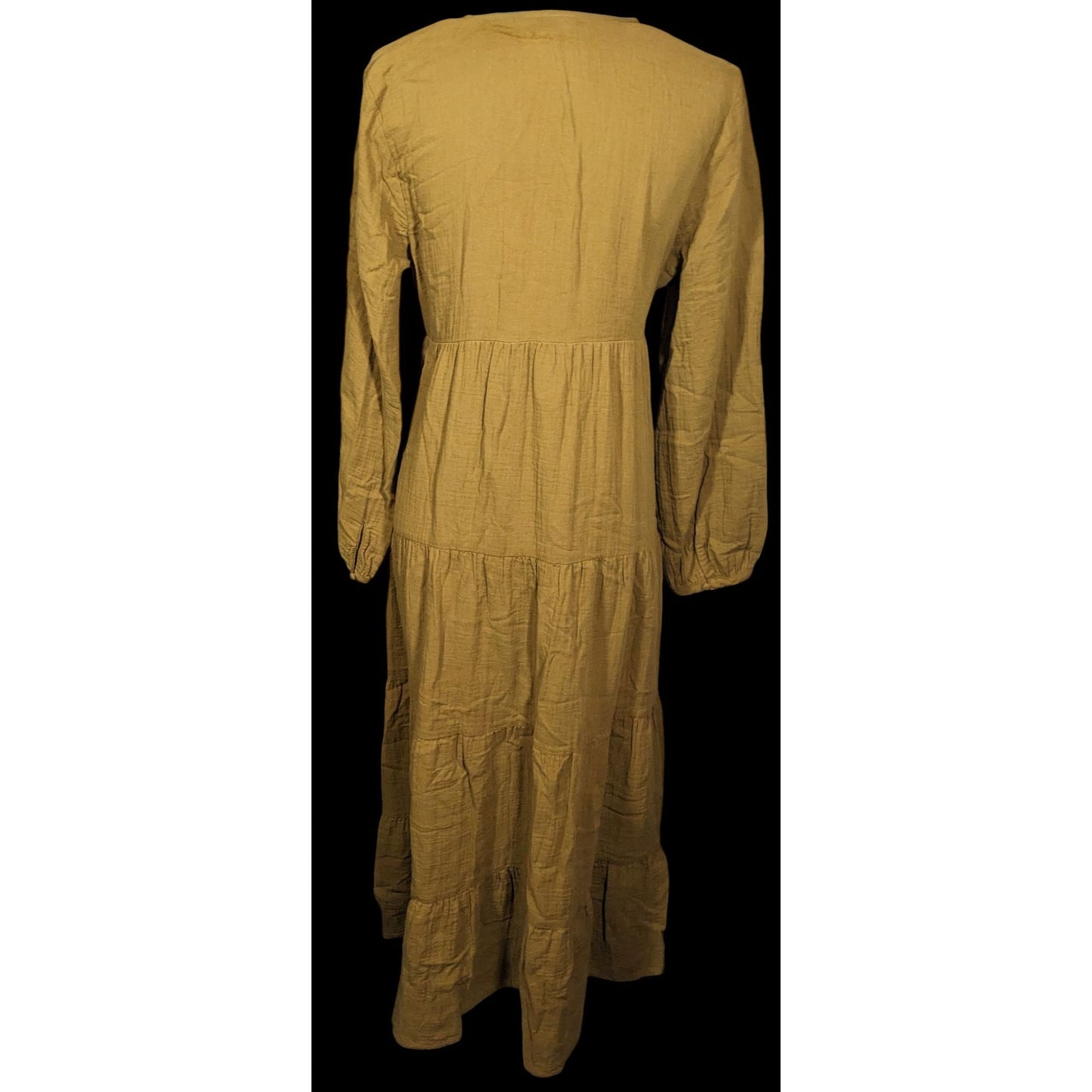 Universal Threads Rustic Peasant Brown Tiered Cotton Maxi Dress