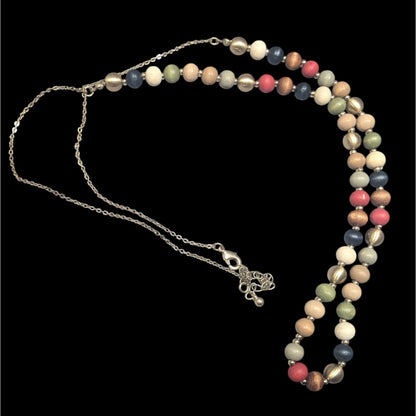 Casual Rainbow Painted Wood Beaded Necklace