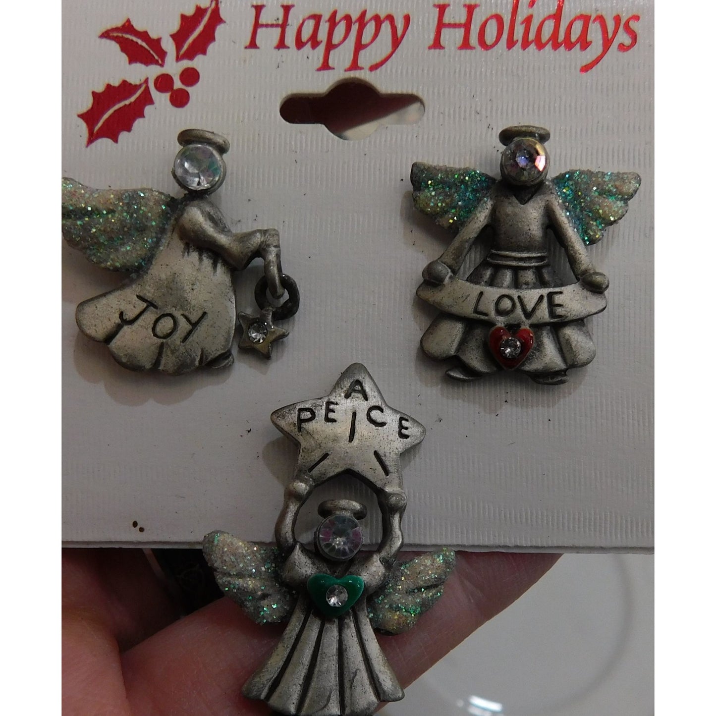 Vintage Peace Love And Joy Holiday Pins