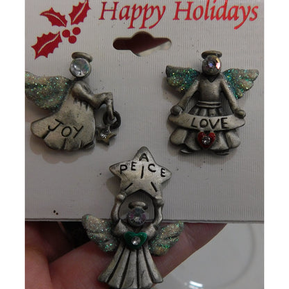 Vintage Peace Love And Joy Holiday Pins