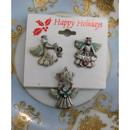 Vintage Peace Love And Joy Holiday Pins