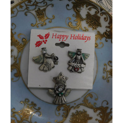 Vintage Peace Love And Joy Holiday Pins