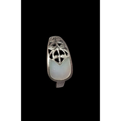 Vintage Fairy Sterling Silver Mother Of Pearl Ring Size 4 3/4