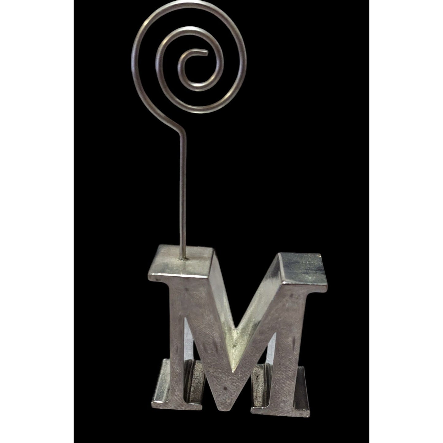 Silver Tone Metallic Letter M Metal Photo Holder