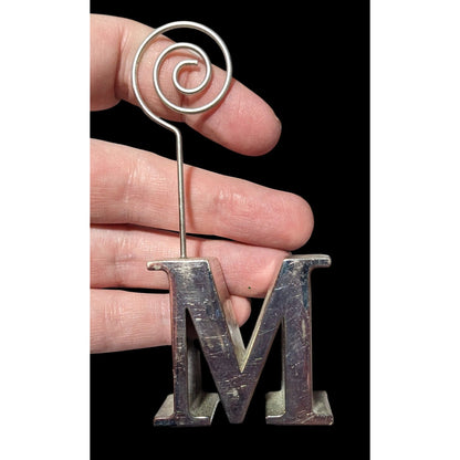 Silver Tone Metallic Letter M Metal Photo Holder