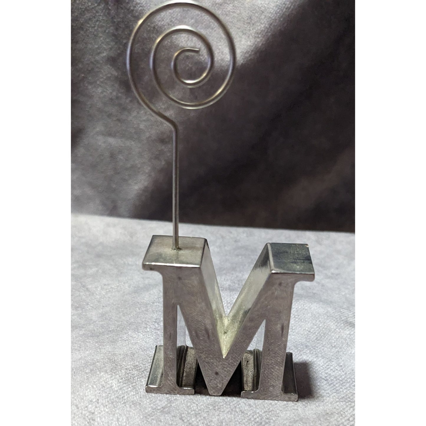 Silver Tone Metallic Letter M Metal Photo Holder