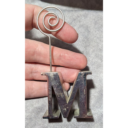 Silver Tone Metallic Letter M Metal Photo Holder