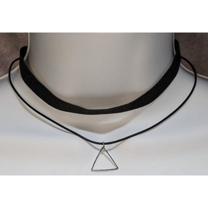 Black Choker Triangle Pendant Minimalist Gothic Layered 90s Grunge Necklace