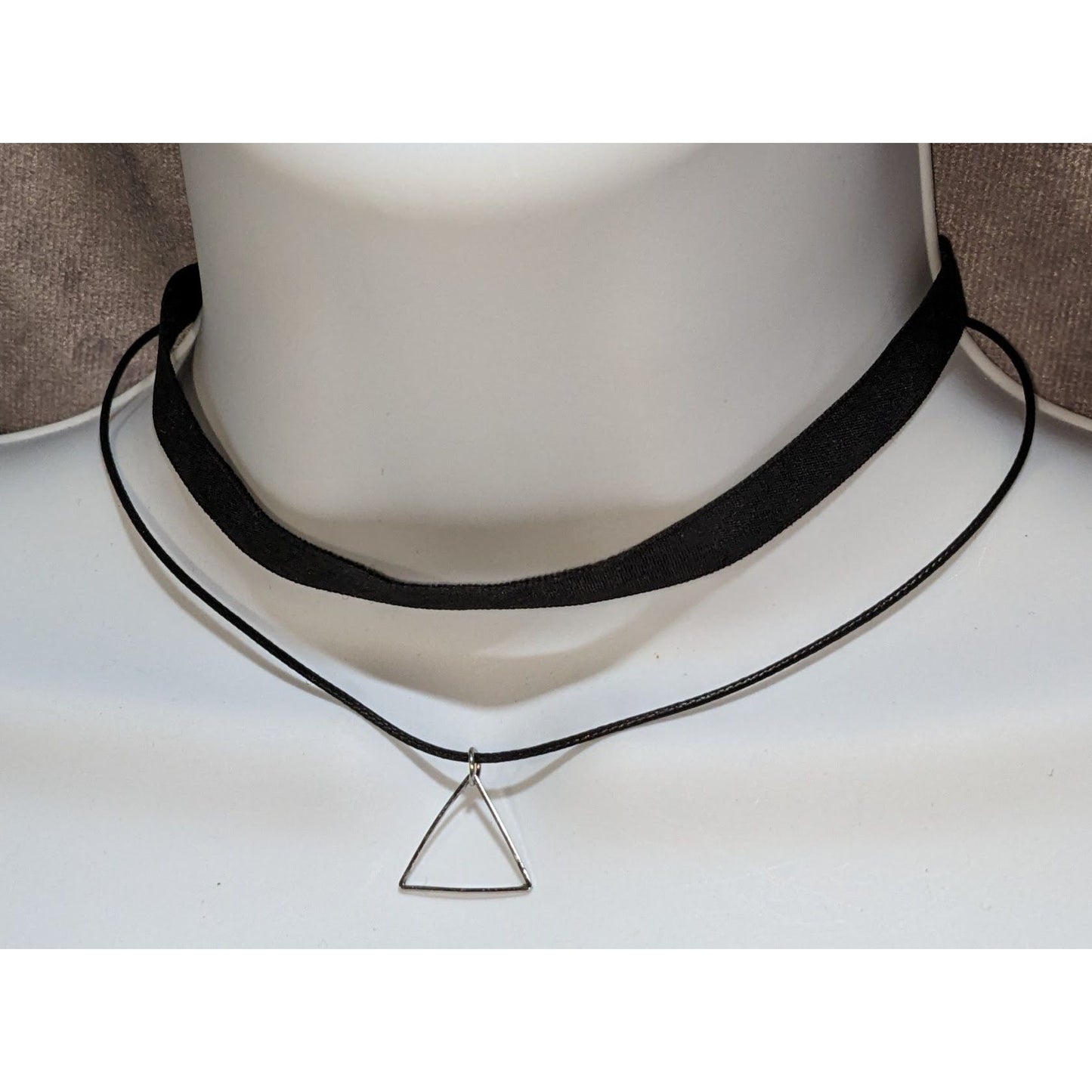Black Choker Triangle Pendant Minimalist Gothic Layered 90s Grunge Necklace