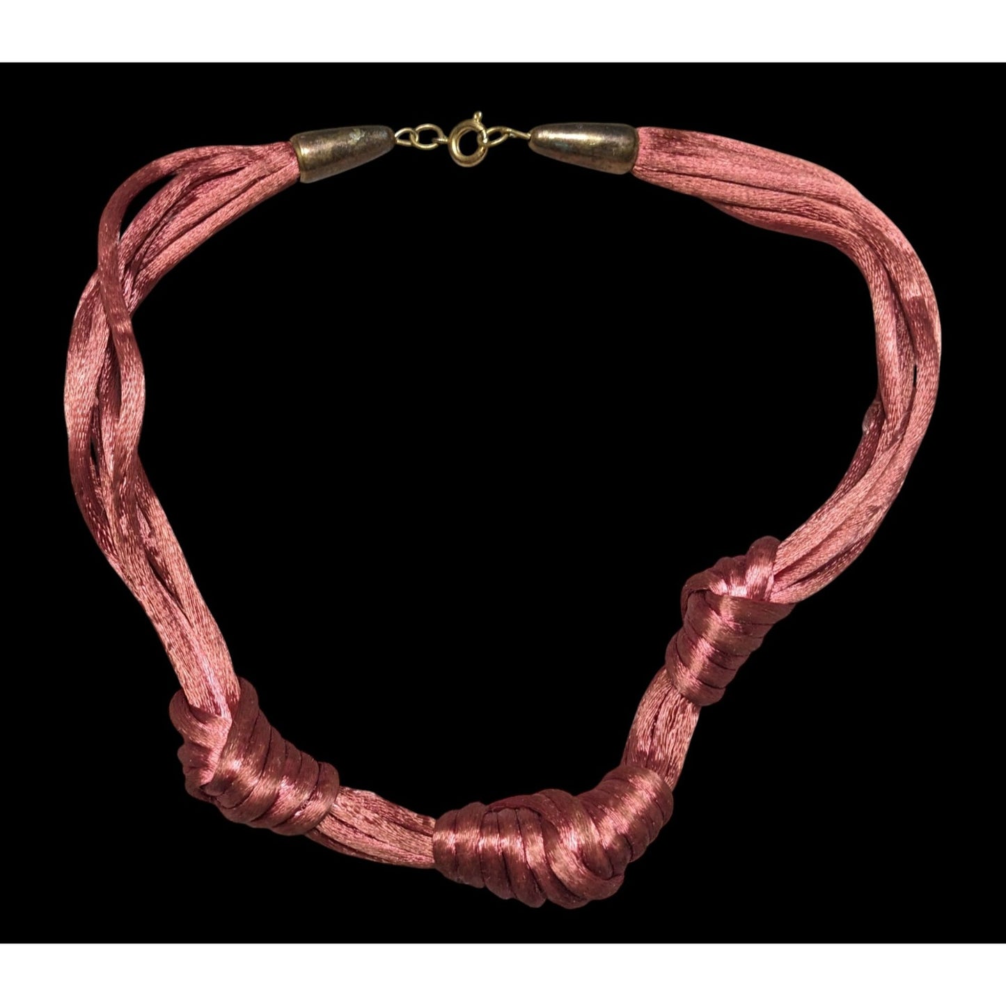 Knotted Satin Rope Necklace In Ruby Red With Gold-Tone Clasp Closure