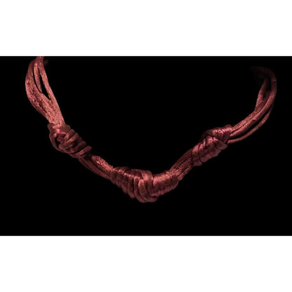 Knotted Satin Rope Necklace In Ruby Red With Gold-Tone Clasp Closure