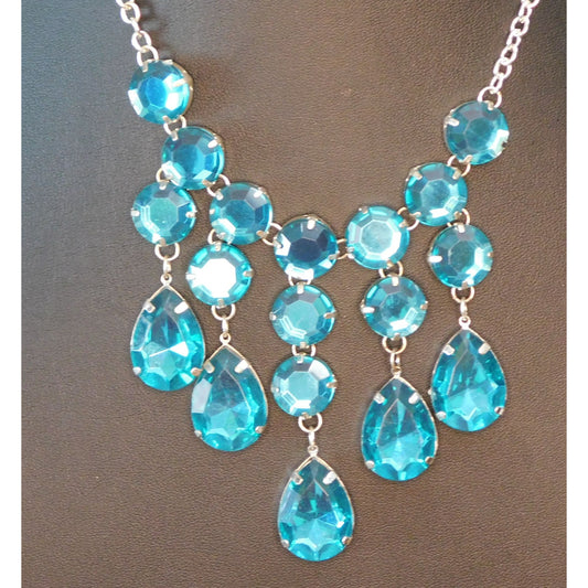 Blue Fantasy Sparkling Gem Costume Necklace