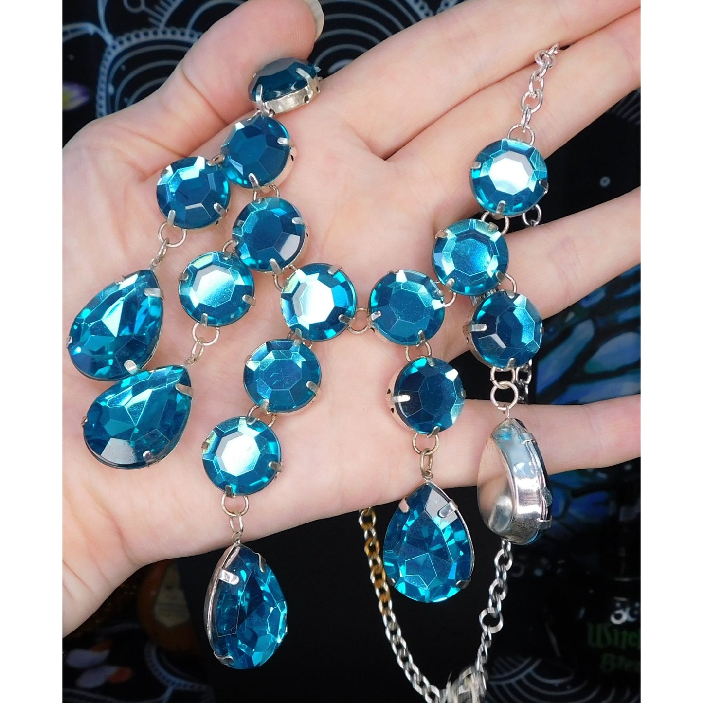 Blue Fantasy Sparkling Gem Costume Necklace