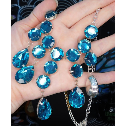 Blue Fantasy Sparkling Gem Costume Necklace
