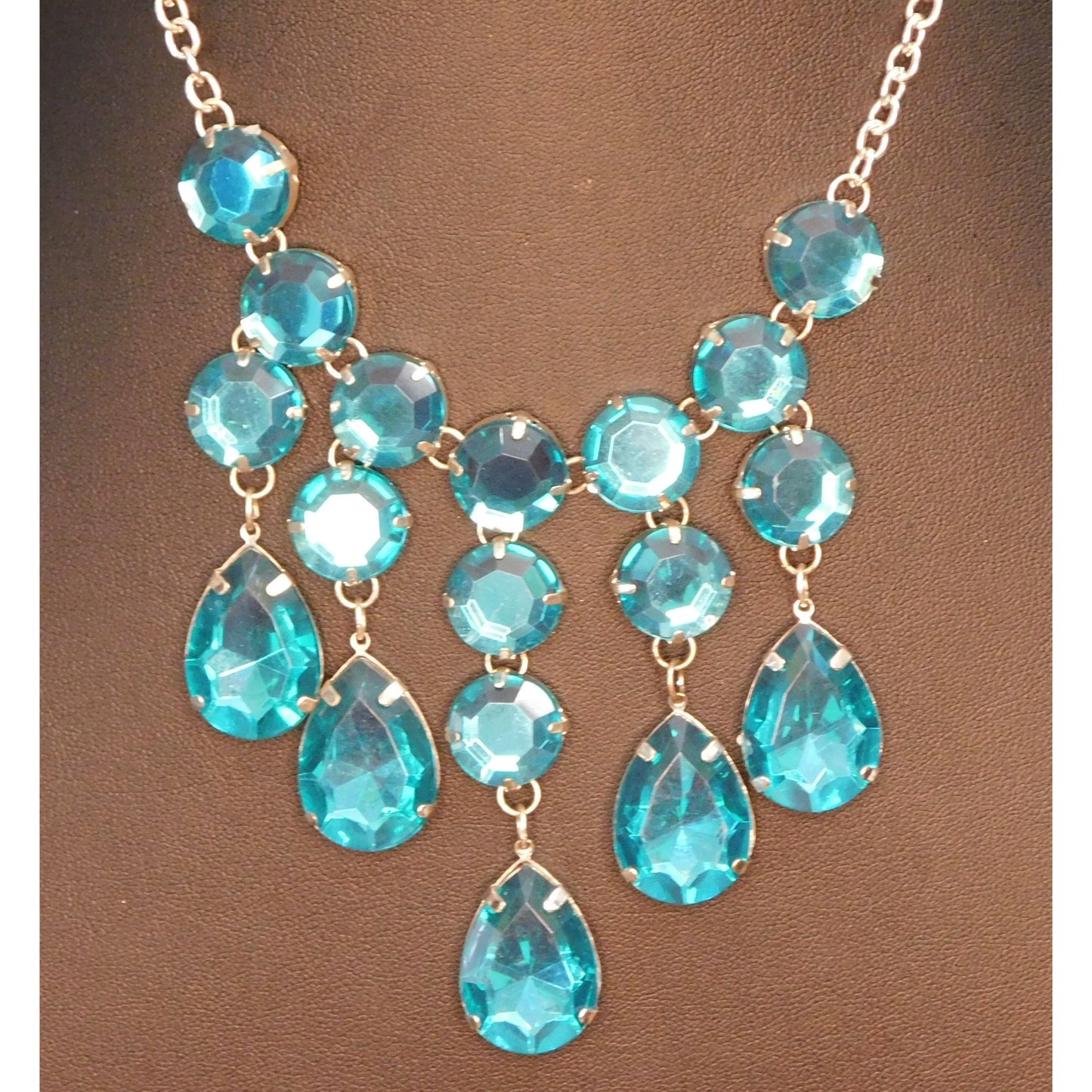 Blue Fantasy Sparkling Gem Costume Necklace