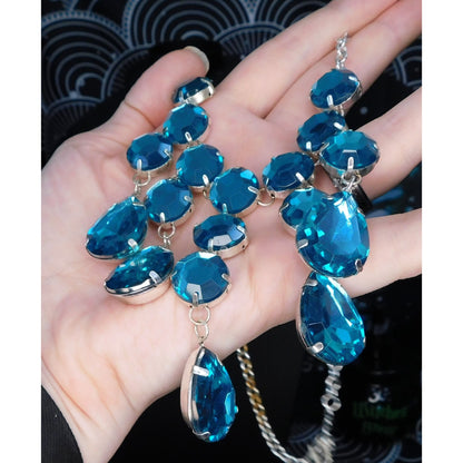 Blue Fantasy Sparkling Gem Costume Necklace