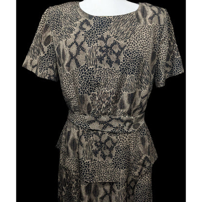 Vintage 90s Mixed Animal Print Peplum Sag Harbor Dress