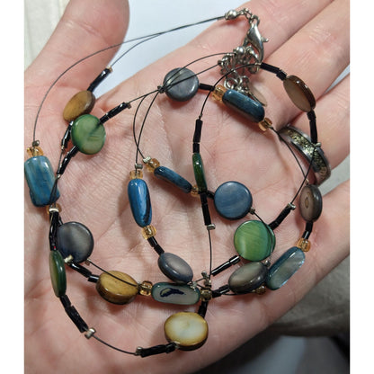 Mermaidcore Layered Rainbow Shell Beaded Station Necklace