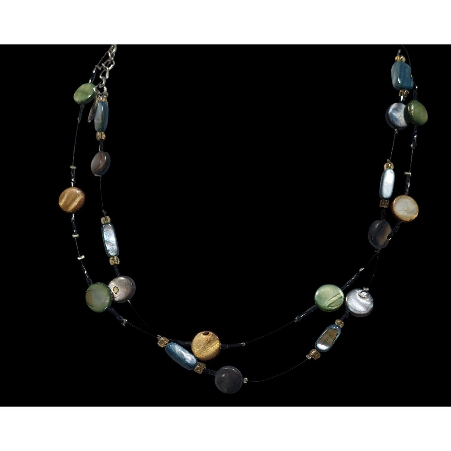 Mermaidcore Layered Rainbow Shell Beaded Station Necklace