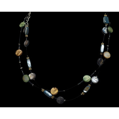 Mermaidcore Layered Rainbow Shell Beaded Station Necklace