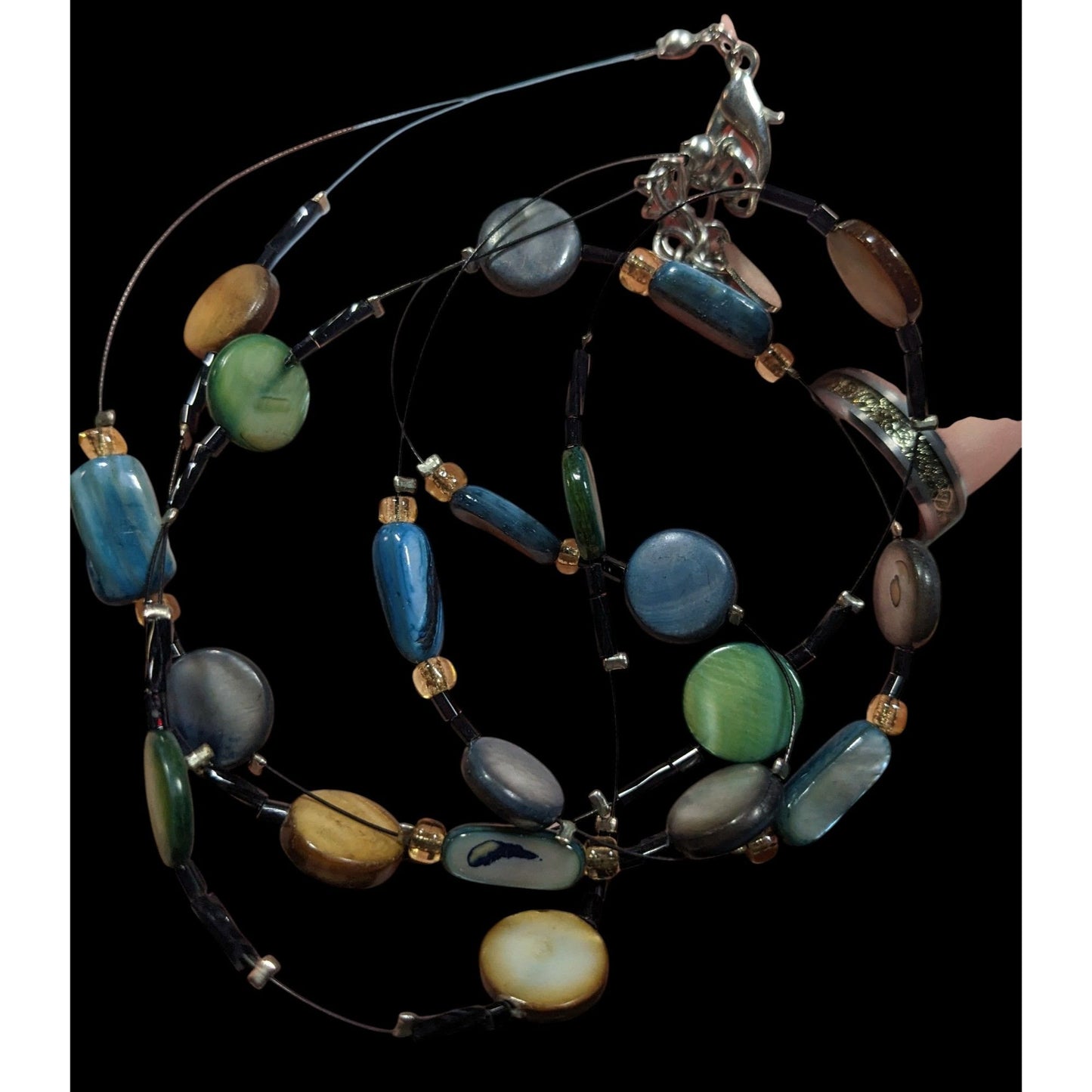 Mermaidcore Layered Rainbow Shell Beaded Station Necklace