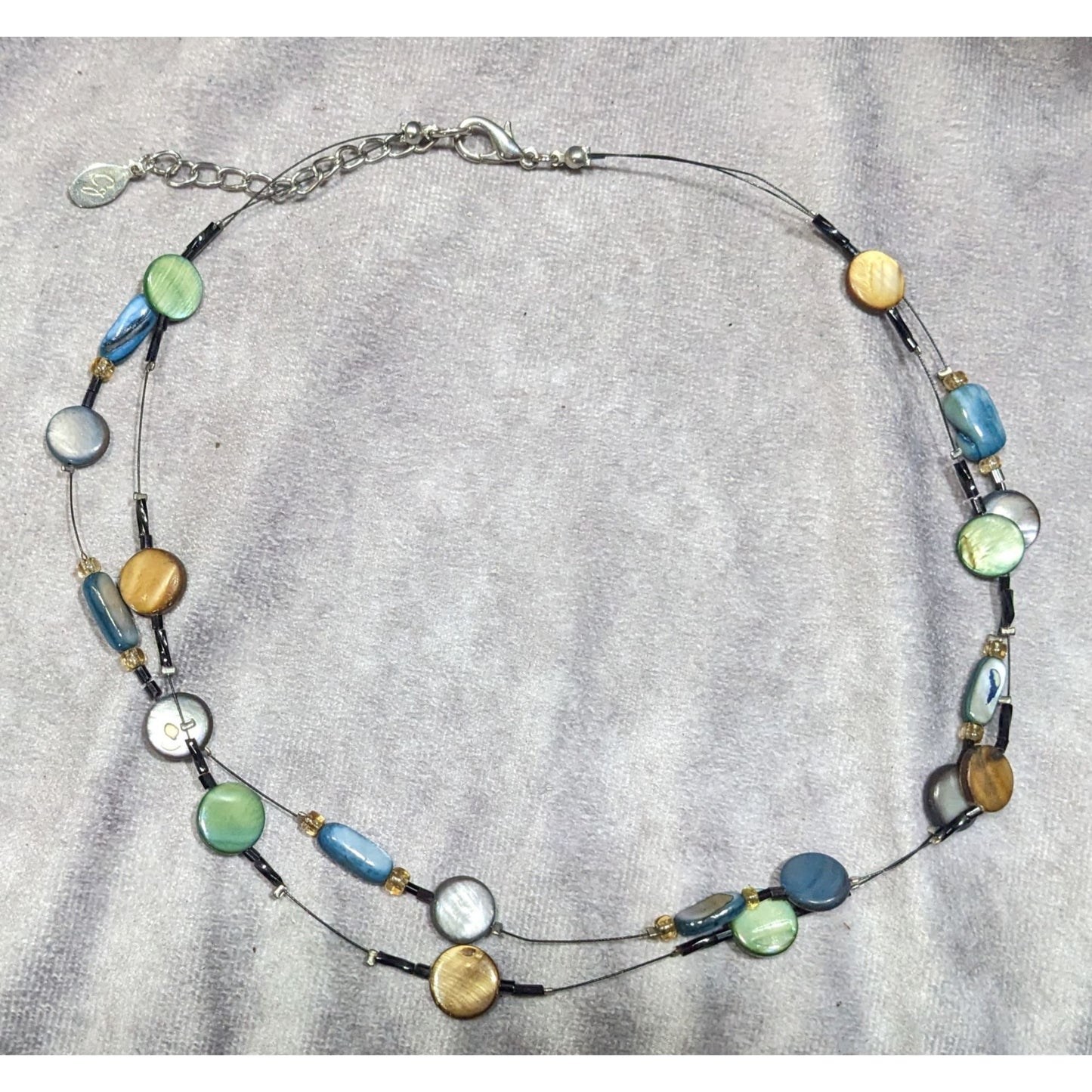 Mermaidcore Layered Rainbow Shell Beaded Station Necklace
