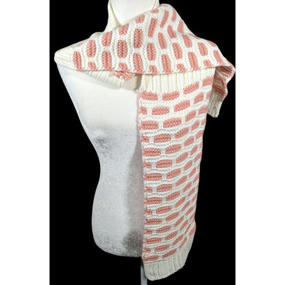 Coquette Retro Pink And White Brick Patterned Scarf