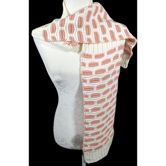 Coquette Retro Pink And White Brick Patterned Scarf