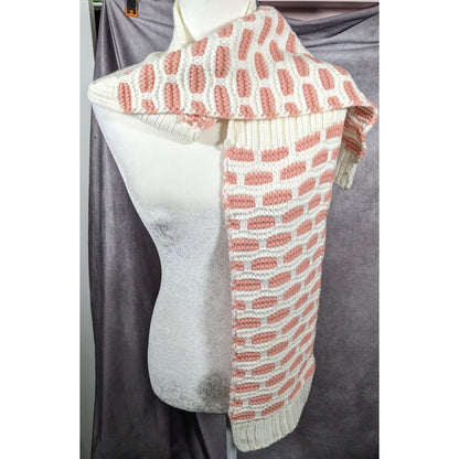 Coquette Retro Pink And White Brick Patterned Scarf