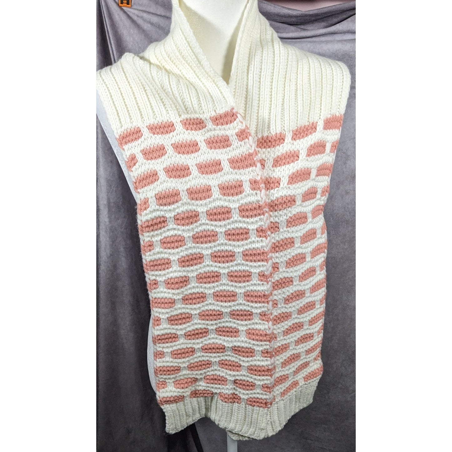 Coquette Retro Pink And White Brick Patterned Scarf