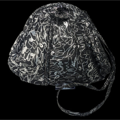 Vintage 90s Miriam Grey & Silver Abstract Pattern Genuine Leather Shoulder Bag