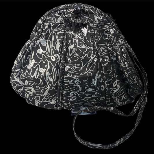 Vintage 90s Miriam Grey & Silver Abstract Pattern Genuine Leather Shoulder Bag