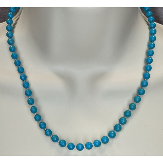 Blue Beaded Necklace Retro Casual Workwear Jewelry Minimalist Everyday Accessory