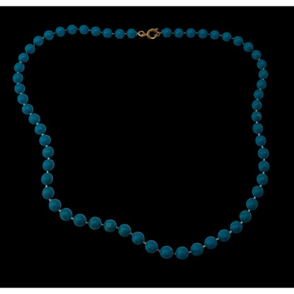 Blue Beaded Necklace Retro Casual Workwear Jewelry Minimalist Everyday Accessory