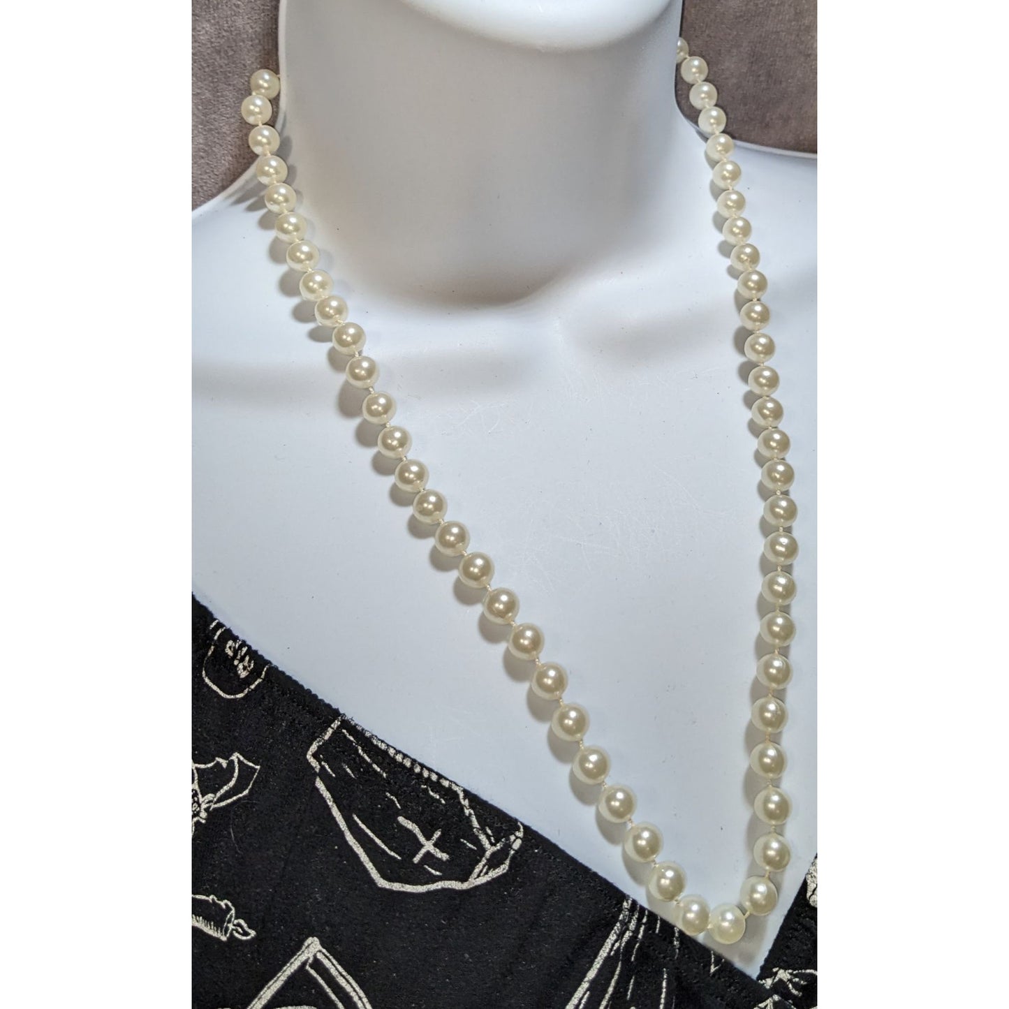 Classic Faux Pearl Strand Necklace Timeless White Beaded Elegant Jewelry