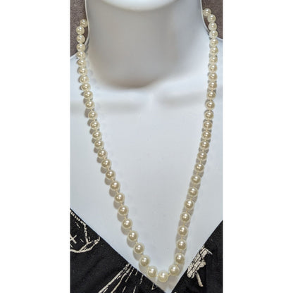Classic Faux Pearl Strand Necklace Timeless White Beaded Elegant Jewelry