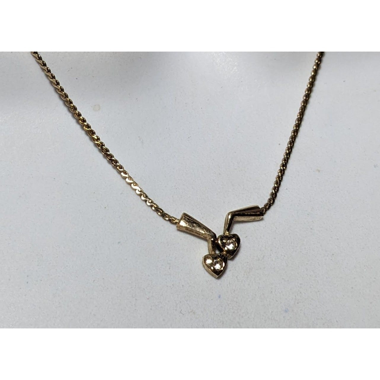 Minimalist Double Cherry Heart Pendant Necklace