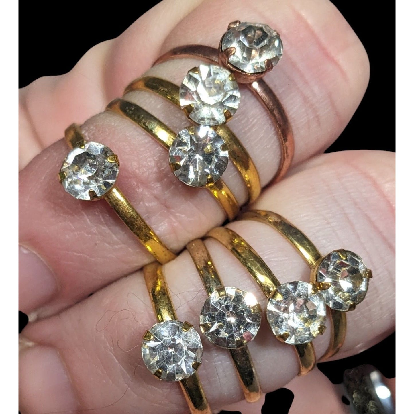 Casual Adjustable Large Rhinestone Gemmed Rings (8)