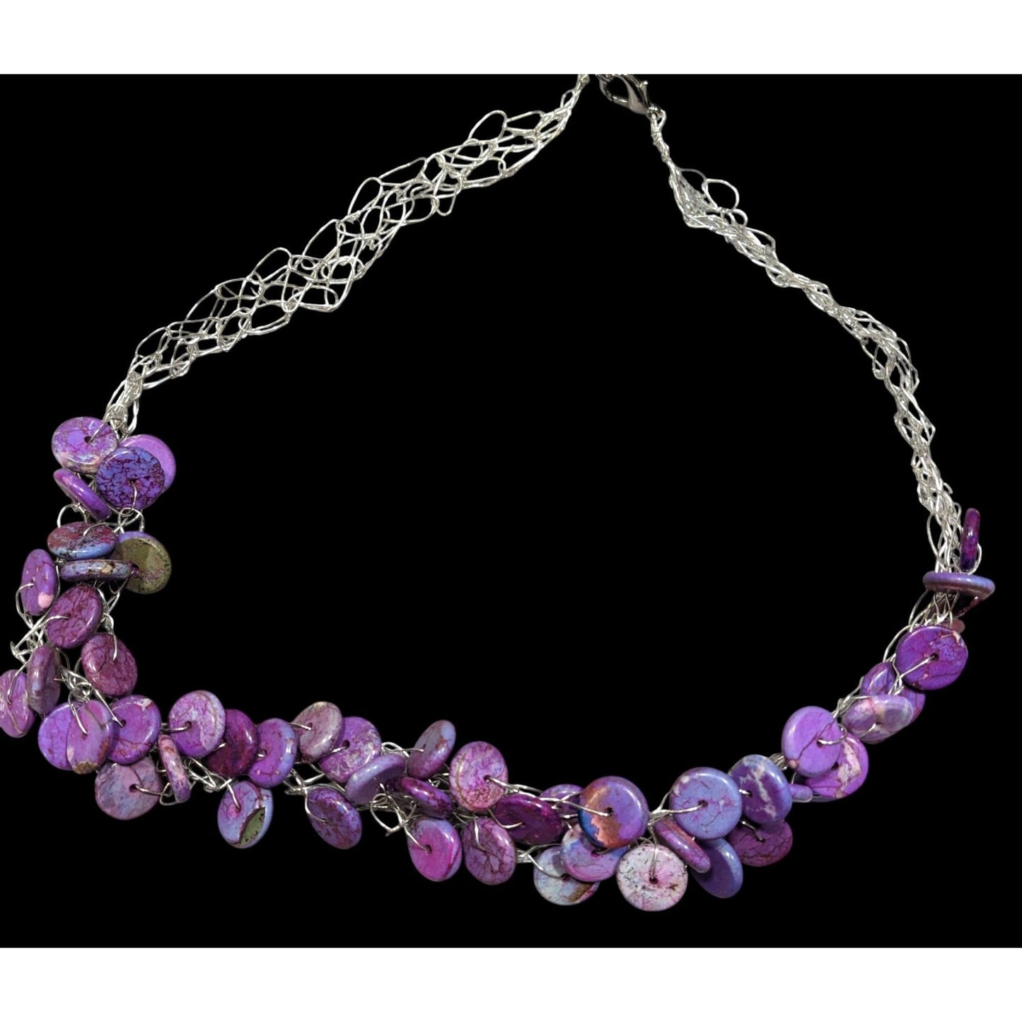 Handmade Purple Stone Beaded Statement Necklace