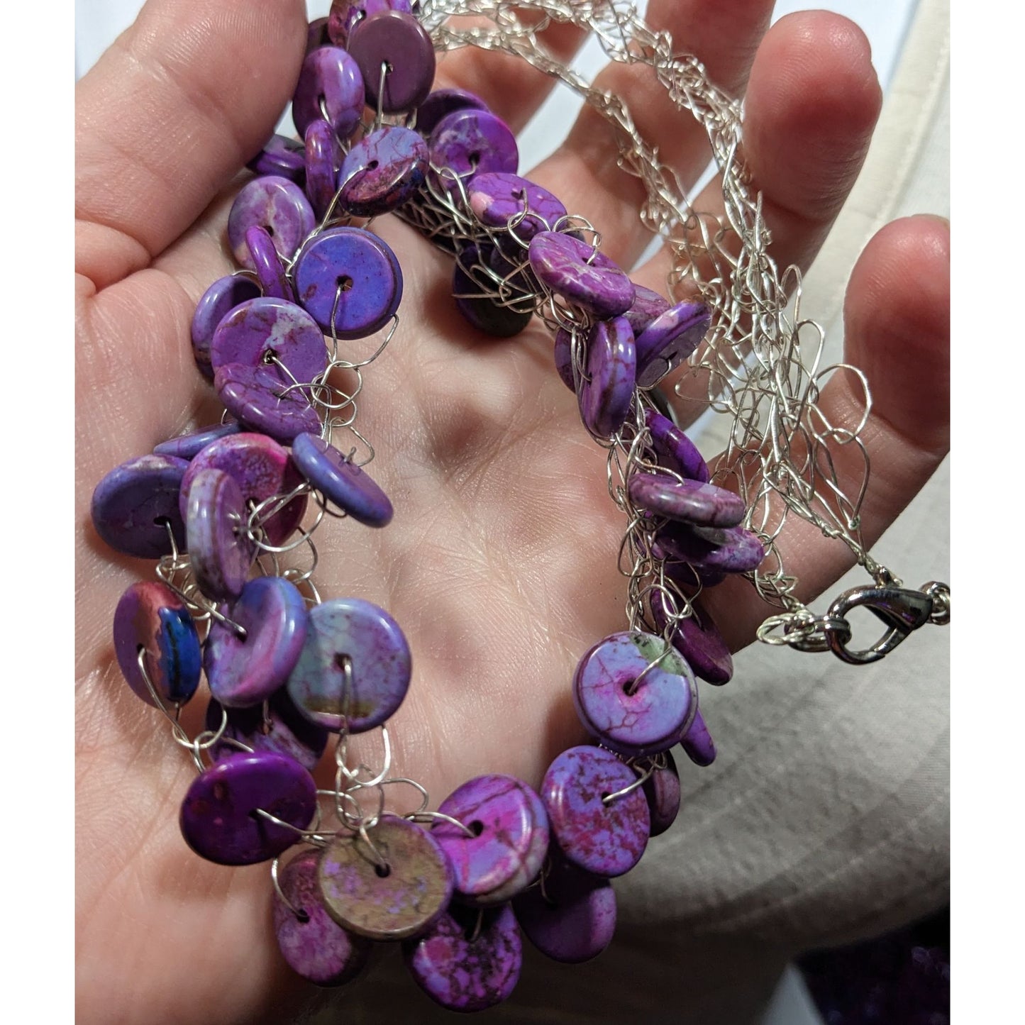 Handmade Purple Stone Beaded Statement Necklace