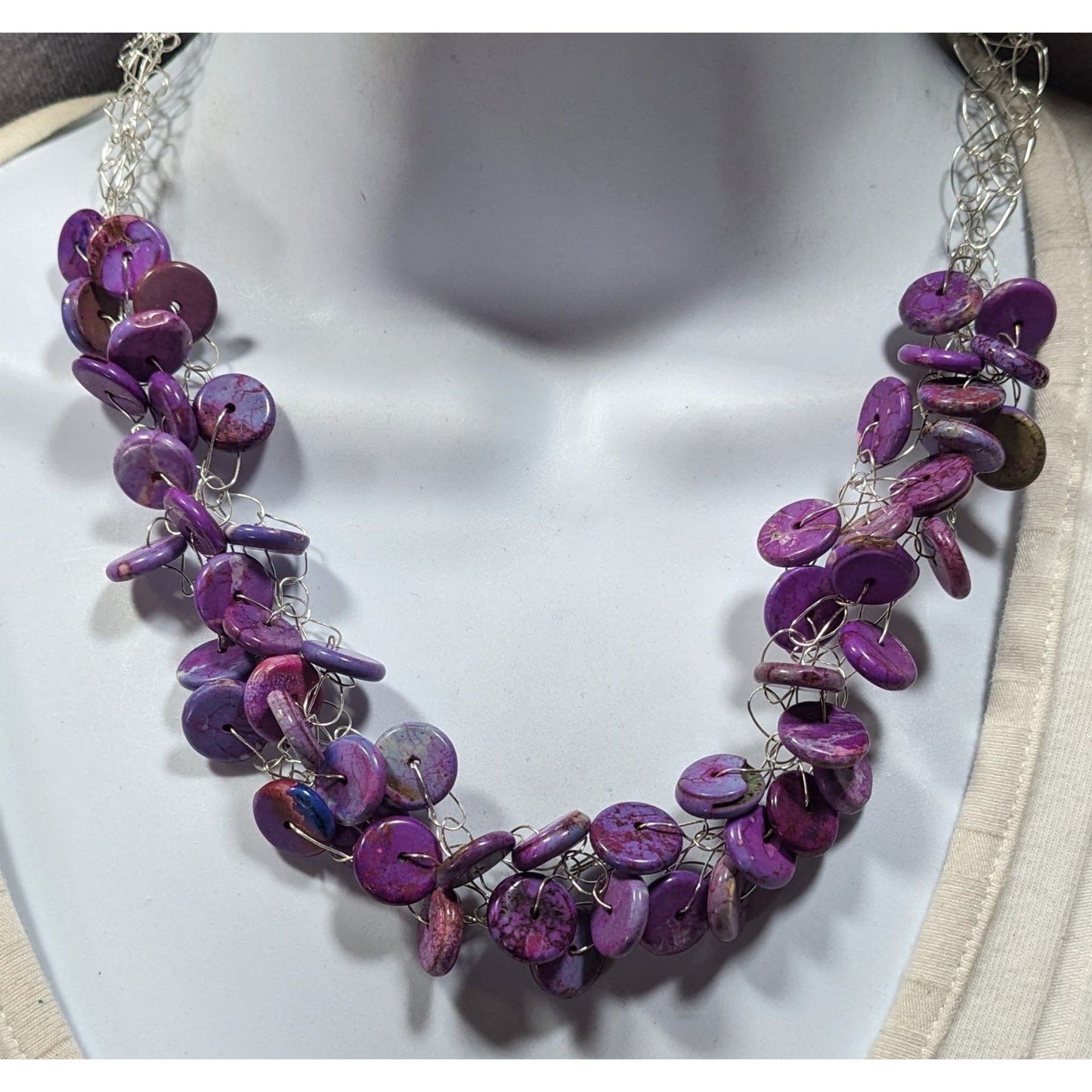 Handmade Purple Stone Beaded Statement Necklace