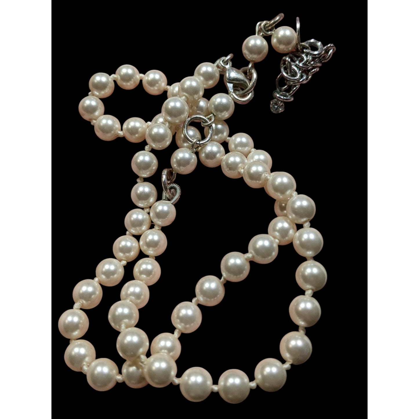 Vintage Cezanne Elegant Faux Pearl Necklace With Adjustable Chain & Lobster Clasp