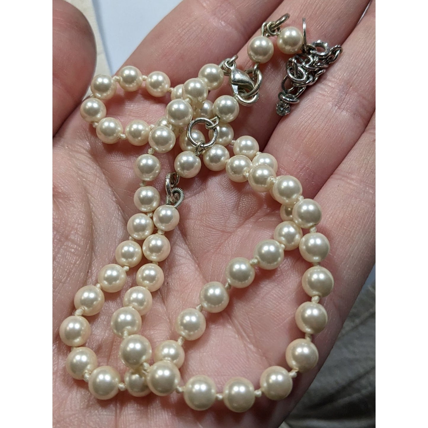 Vintage Cezanne Elegant Faux Pearl Necklace With Adjustable Chain & Lobster Clasp