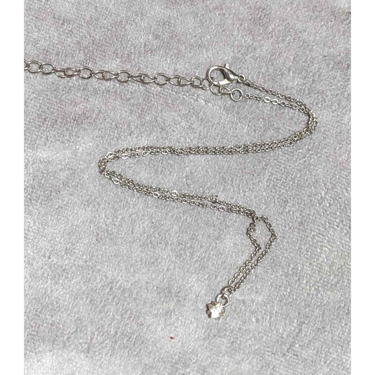 Minimalist Offset Square Gemmed Pendant Necklace