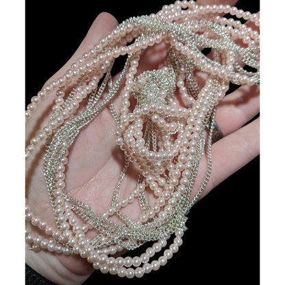 Coquette Pastel Pink Pearl Knotted Necklace