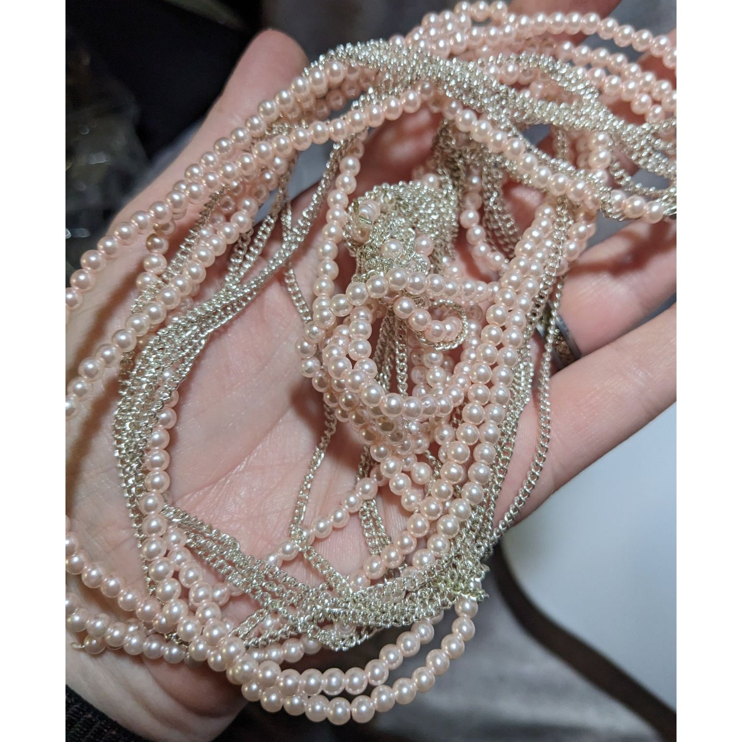 Coquette Pastel Pink Pearl Knotted Necklace